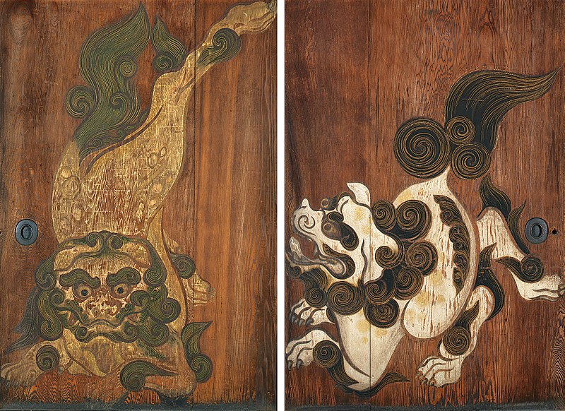 JapanTraCul's tweet image. Chinese Lions, by Tawaraya Sōtatsu, 17th century