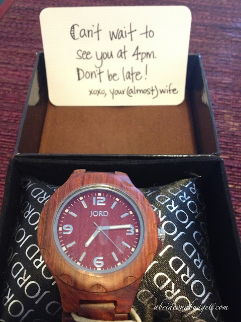 A watch is such a cute gift idea for you to give to your groom.

Add a note and have one of your bridesmaids pass it to one of his groomsmen to pass it to him.

We have all the details on how to do that here: abrideonabudget.com/2014/05/weddin…

#NationalWatchDay