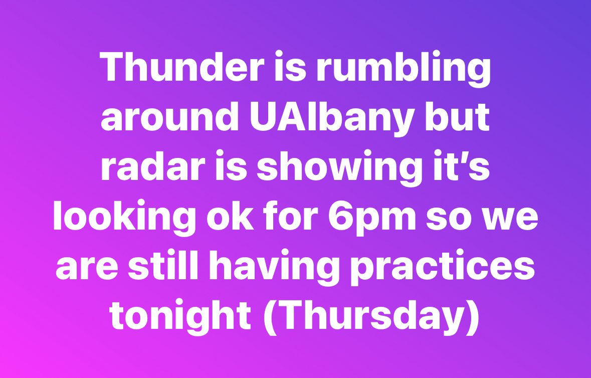 Let’s hope the radars we are reading are all accurate. See you at practice tomorrow tonight!