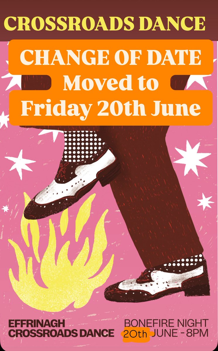 We’ve changed the Crossroads Dance in Effrinagh to tomorrow evening, 20th June at 8pm, as the weather was going to scupper our plans for the 23rd. Tomorrow looks like the best option over the next few days. Help us spread the word 🙏 #Leitrim
