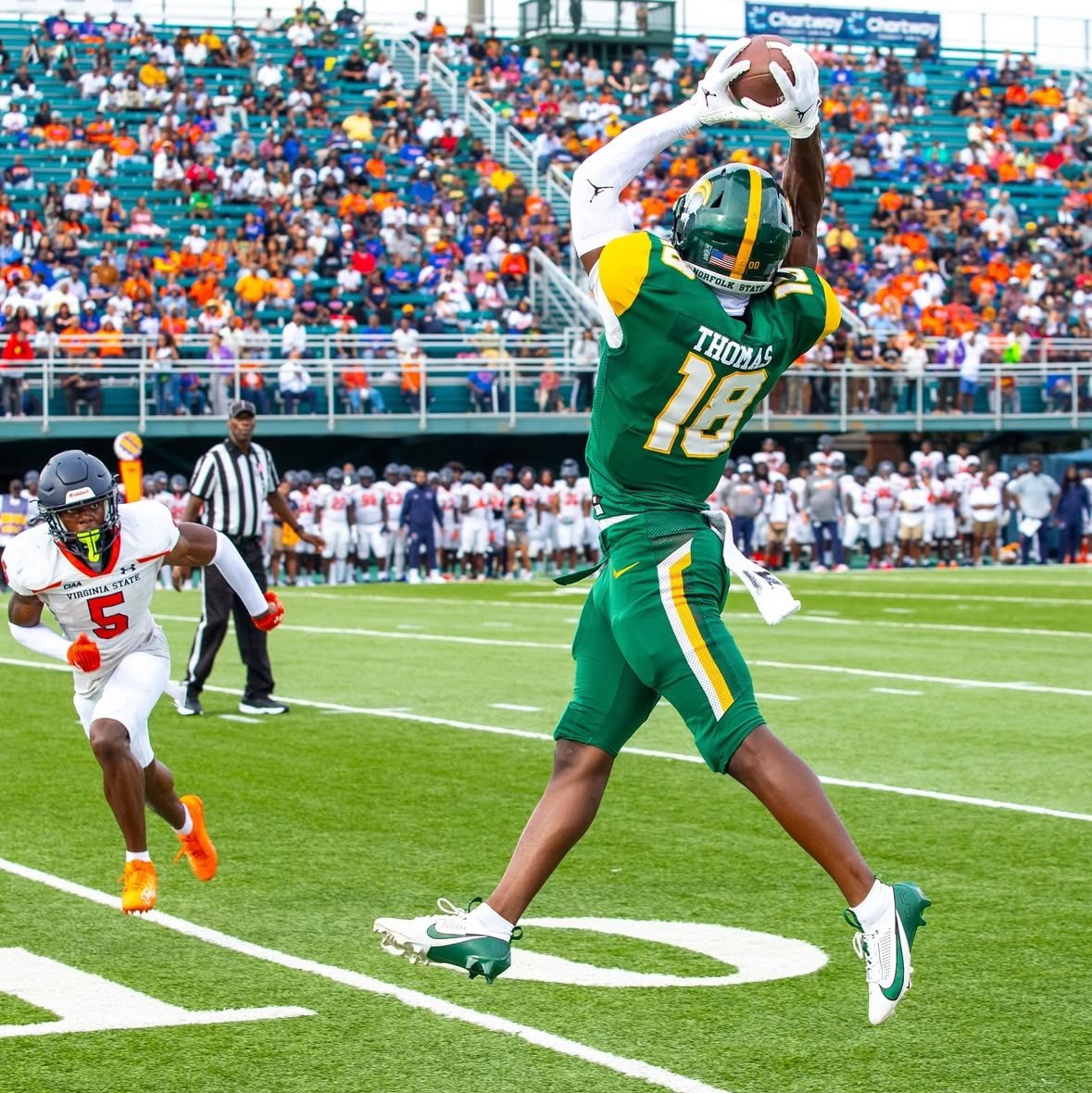Cameron Thomas (@14cam_thomas) on Twitter photo After a great phone call with <a href="/drekendrick4/">Dre Kendrick</a>, I’m blessed to announce I’ve received an offer from Norfolk State University! 🔰
<a href="/MichaelVick/">Michael Vick</a>
<a href="/coachbshep/">B. Sheppard</a>
<a href="/Coach_TimSmith/">Tim Smith</a> After a great phone call with <a href="/drekendrick4/">Dre Kendrick</a>, I’m blessed to announce I’ve received an offer from Norfolk State University! 🔰
<a href="/MichaelVick/">Michael Vick</a>
<a href="/coachbshep/">B. Sheppard</a>
<a href="/Coach_TimSmith/">Tim Smith</a>
