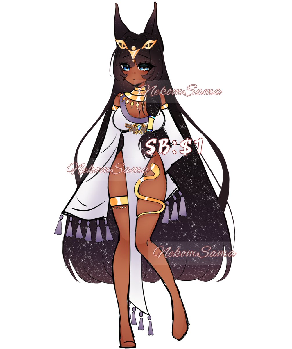 Egyption Kitty
⋆ ˚｡⋆୨୧˚　˚୨୧⋆｡˚ ⋆ 
 SB: $1   
 Min: $1   
AB: $80    
 From 80$ — commercial use, additional headshot drawing and would greatly appreciate such support!!!   ● Payment only by PayPal or bank card(lava top) #adopt #characterdesign #Vtuber #adoptable #sale