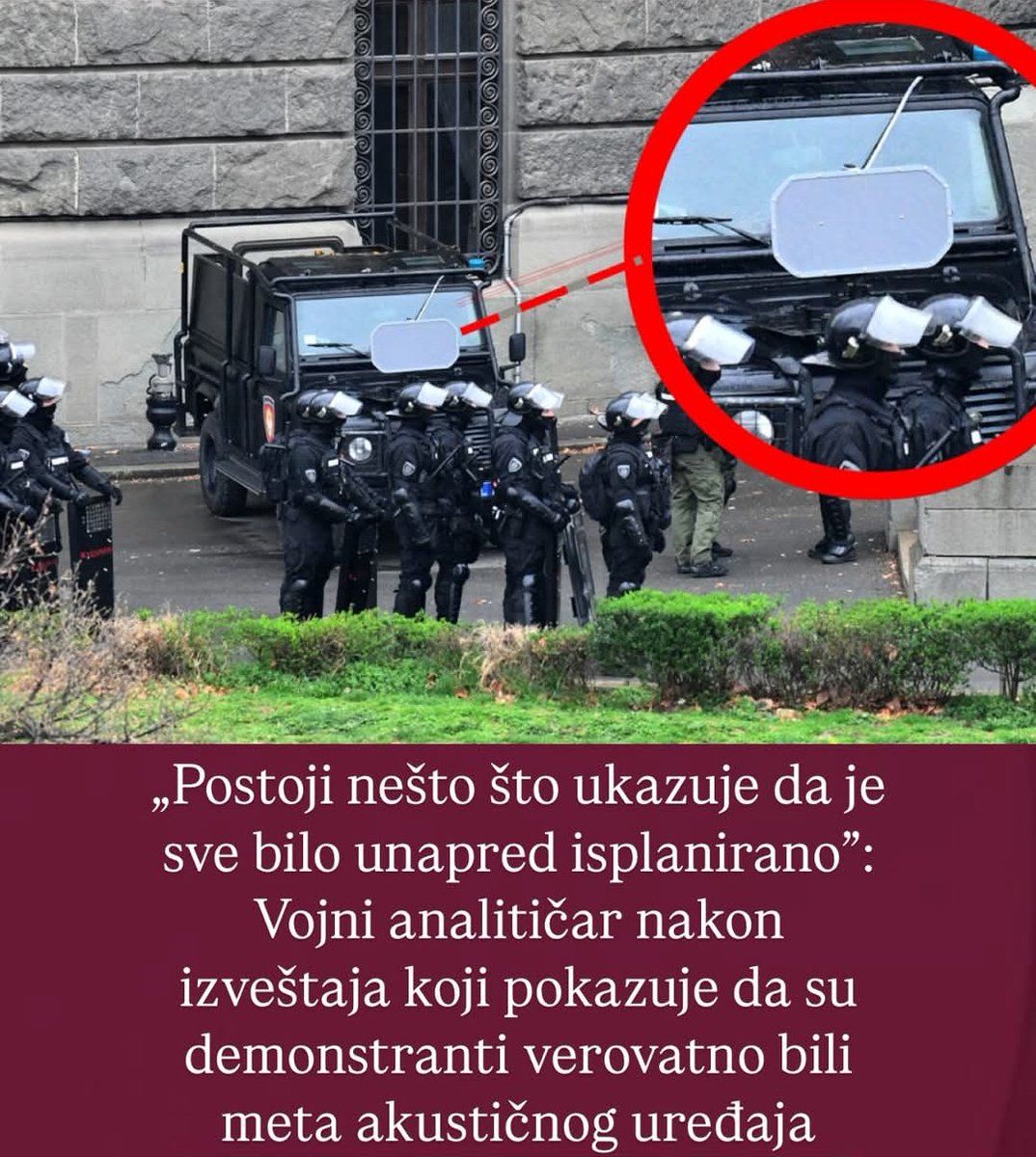 Sve je bilo dogovoreno da se akustično oružje upotrebi.
Ništa nije slučajno.
15.mart 2025. ostaće upamćen po sramnom postupku fašističke vlasti.