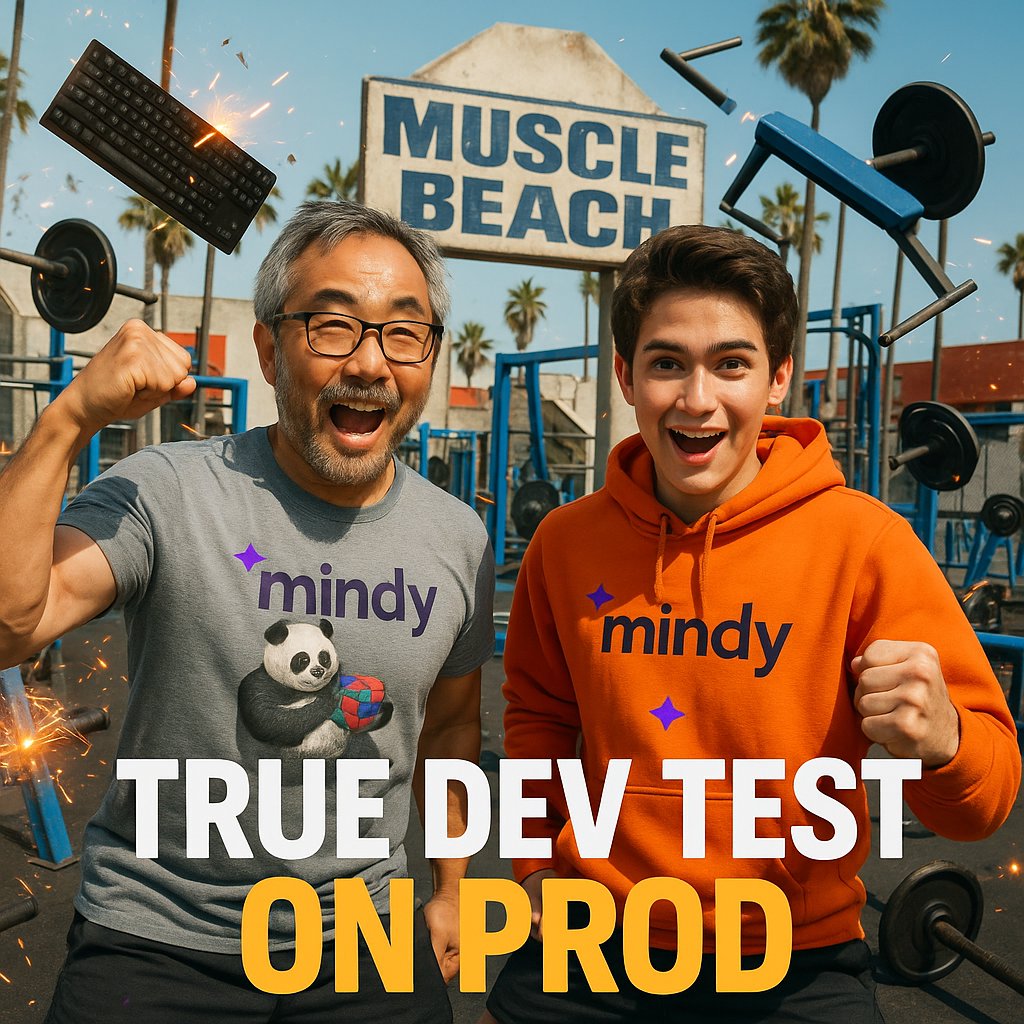 Bench-pressing code on prod like it’s Muscle Beach 💪💻

Shoutout to the Mindy team for being today’s “muscle” in our dev workout! 😮‍💨

Create your own fun images inside Slack with Mindy’s (free) AI Image Creator Studio: slack-magic.mindy.com