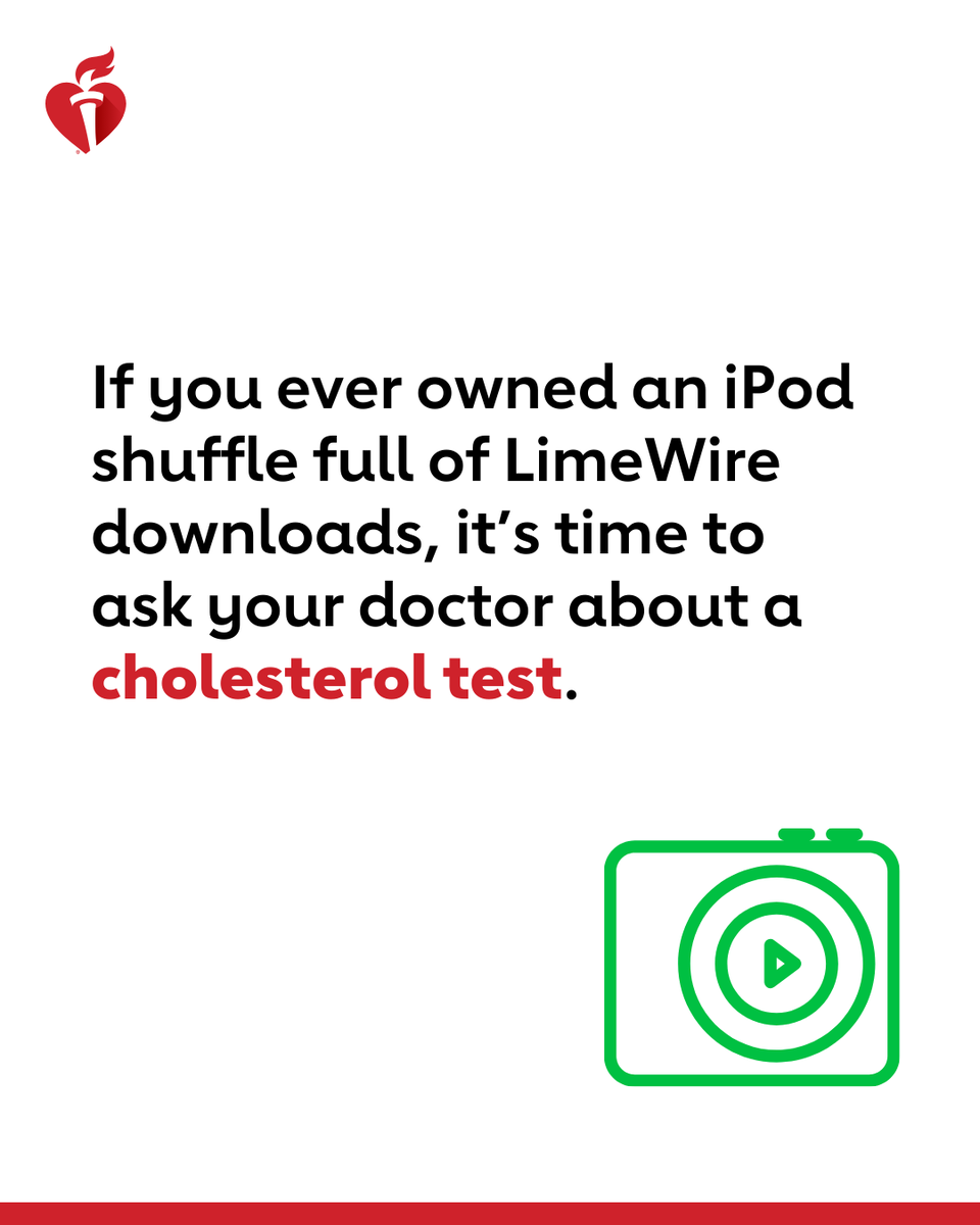 American Heart Association - Michigan (@michiganaha) on Twitter photo Skipping songs on your playlist was no biggie. Skipping your regular checkup is. Make an appointment and ask your doctor about a cholesterol test. Cholesterol typically increases over time. Skipping songs on your playlist was no biggie. Skipping your regular checkup is. Make an appointment and ask your doctor about a cholesterol test. Cholesterol typically increases over time.