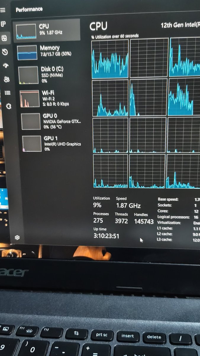 dev_ashutoshr's tweet image. System uptime: 3:10:23:51 on my 12th Gen Intel, 15GB RAM setup.

Says All🫩