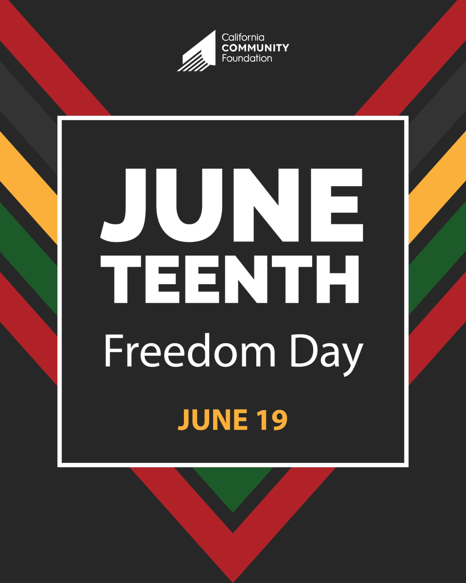 Today, we observe Juneteenth, a day that commemorates the end of slavery and celebrates freedom. At the California Community Foundation, we remain committed to uplifting Black communities and organizations that continue the fight for racial equity in Los Angeles and beyond.