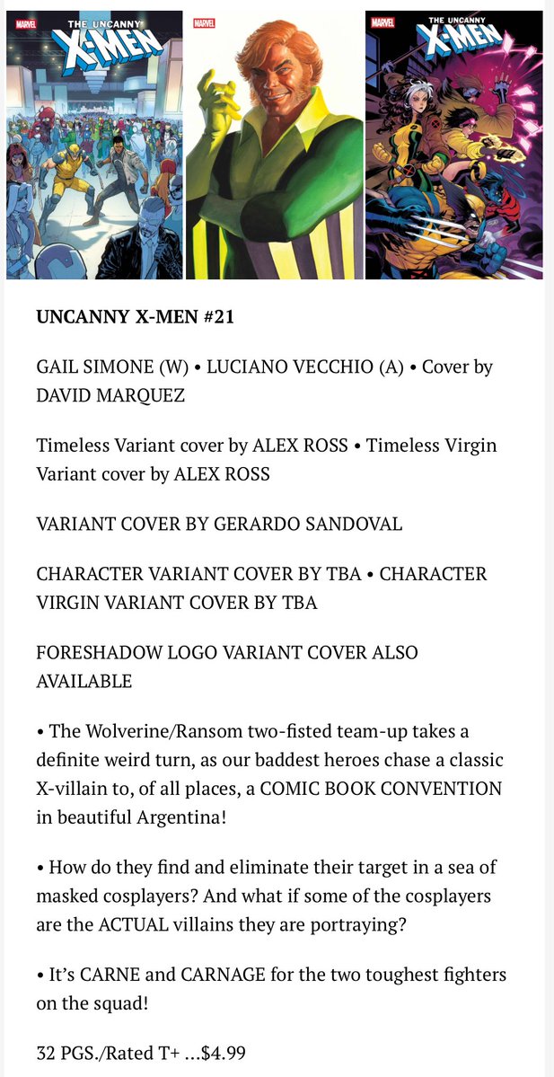 Luciano Vecchio (@lucianovecchio) on Twitter photo 🚨🇦🇷 🚨🇦🇷 🚨🇦🇷 🚨🇦🇷
In September, the X-Men come to Argentina!
Issues #20 and 21 by <a href="/GailSimone/">Gail Simone 💙💛</a> and me, covers by <a href="/DaveMarquez/">David Marquez</a> 🚨🇦🇷 🚨🇦🇷 🚨🇦🇷 🚨🇦🇷
In September, the X-Men come to Argentina!
Issues #20 and 21 by <a href="/GailSimone/">Gail Simone 💙💛</a> and me, covers by <a href="/DaveMarquez/">David Marquez</a>