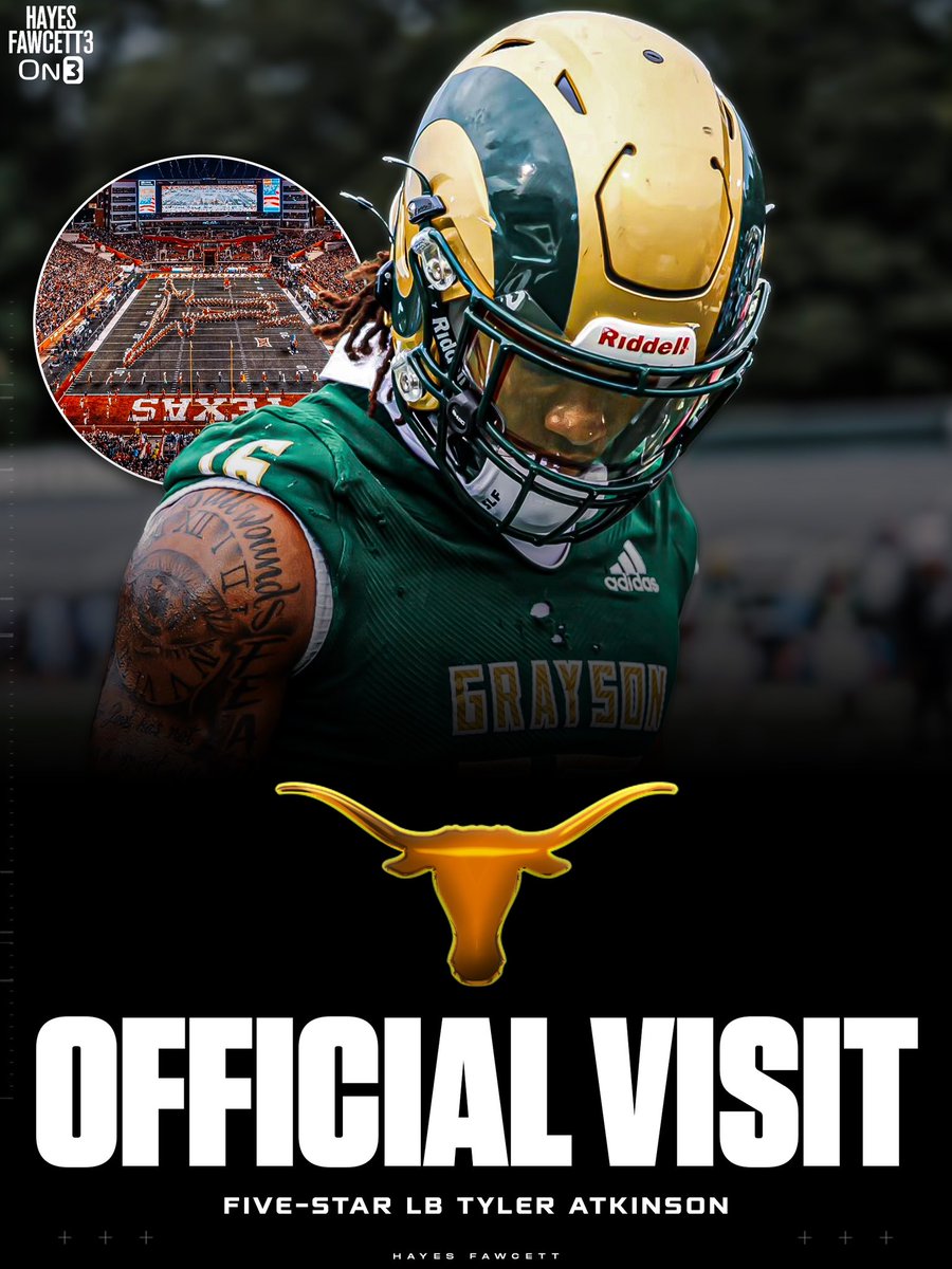 Tyler Atkinson (@tyler16atkinson) on Twitter photo 🚨Official Visit Alert🚨
I'm excited to be #AtkNup in Austin again🤘🤘#HookEm
<a href="/TexasFootball/">Texas Football</a>
<a href="/InsideTexas/">Inside Texas</a> <a href="/TexasLonghorns/">Texas Longhorns</a> <a href="/CoachSark/">Steve Sarkisian</a> <a href="/CoachNansenUT/">Coach Johnny Nansen</a> <a href="/McConaughey/">Matthew McConaughey</a> <a href="/ChadSimmons_/">ChadSimmons</a> <a href="/samspiegs/">Sam Spiegelman</a> <a href="/On3Recruits/">On3 Recruits</a> <a href="/justinwells2424/">Justin Wells</a> <a href="/SWiltfong_/">Steve Wiltfong</a> <a href="/Mhoward38/">Marcus Howard</a> <a href="/Horns247/">Horns247</a> <a href="/HornSports/">HornSports</a> <a href="/grayson_fb/">Grayson Football</a> 🚨Official Visit Alert🚨
I'm excited to be #AtkNup in Austin again🤘🤘#HookEm
<a href="/TexasFootball/">Texas Football</a>
<a href="/InsideTexas/">Inside Texas</a> <a href="/TexasLonghorns/">Texas Longhorns</a> <a href="/CoachSark/">Steve Sarkisian</a> <a href="/CoachNansenUT/">Coach Johnny Nansen</a> <a href="/McConaughey/">Matthew McConaughey</a> <a href="/ChadSimmons_/">ChadSimmons</a> <a href="/samspiegs/">Sam Spiegelman</a> <a href="/On3Recruits/">On3 Recruits</a> <a href="/justinwells2424/">Justin Wells</a> <a href="/SWiltfong_/">Steve Wiltfong</a> <a href="/Mhoward38/">Marcus Howard</a> <a href="/Horns247/">Horns247</a> <a href="/HornSports/">HornSports</a> <a href="/grayson_fb/">Grayson Football</a>