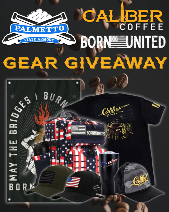 GEAR GIVEAWAY!  We’ve joined forces with <a href="/palmettoarmory/">Palmetto State Armory</a>  and Born united to hook you up with bundle packed with patriotic gear and bold coffee. FREE to enter — no purchase needed! Ends June 30 at 11:59 PM EST 📲 link in our bio to enter! 

#CaliberCoffee #Freedom #Coffee