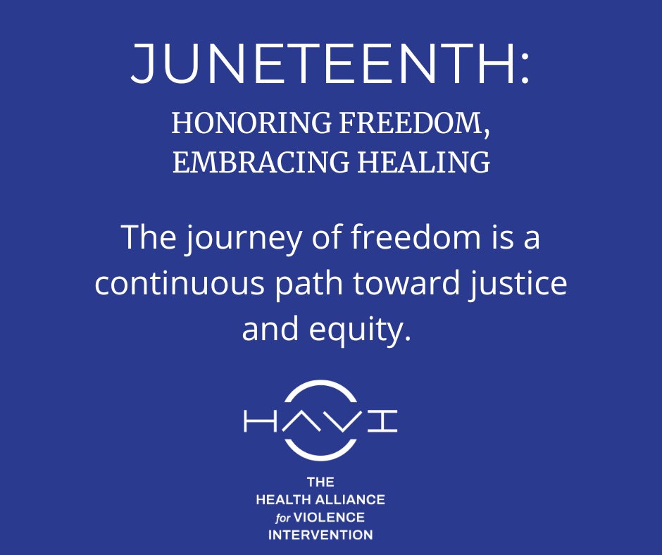 TheHAVI's tweet image. 🌟 Happy Juneteenth! 🌟
Today, we honor the resilience and freedom of Black communities. Juneteenth is a reminder of the ongoing fight for racial justice, equity, and healing.
At the HAVI, we’re committed to dismantling systemic racism and creating a future where every…