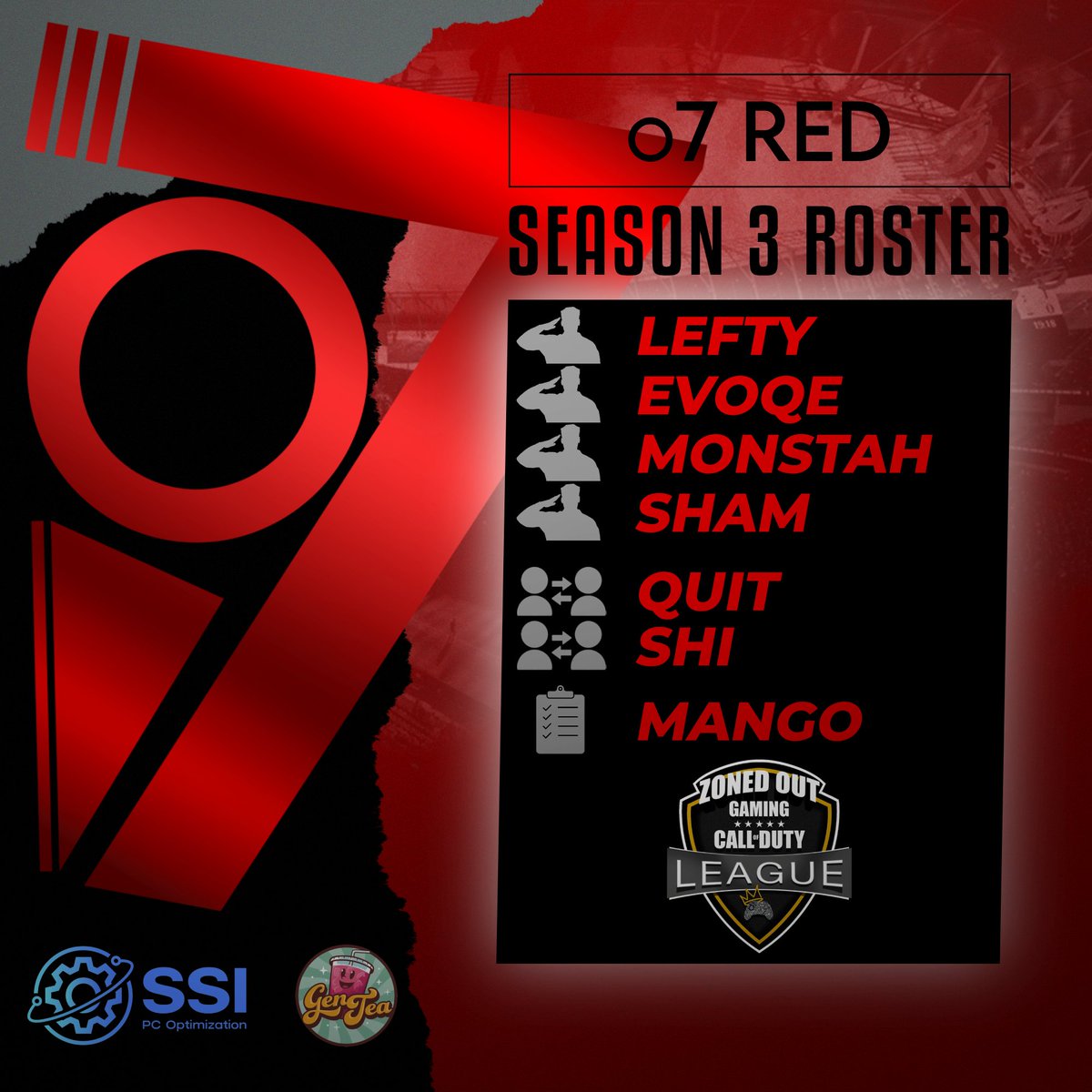 o7 Esports (@o7xesports) on Twitter photo Been saving this one for ya, please welcome in the Red Team representing o7 in the Open Division of <a href="/ZGLCallofDuty/">Zoned Out Gaming League</a>, we've got a match right along with bringing in the fellas tonight against <a href="/Statix_esports/">Statix eSports</a> tonight on the mainstage, tune in --->
🎥twitch.tv/zonedoutgaming… Been saving this one for ya, please welcome in the Red Team representing o7 in the Open Division of <a href="/ZGLCallofDuty/">Zoned Out Gaming League</a>, we've got a match right along with bringing in the fellas tonight against <a href="/Statix_esports/">Statix eSports</a> tonight on the mainstage, tune in --->
🎥twitch.tv/zonedoutgaming…