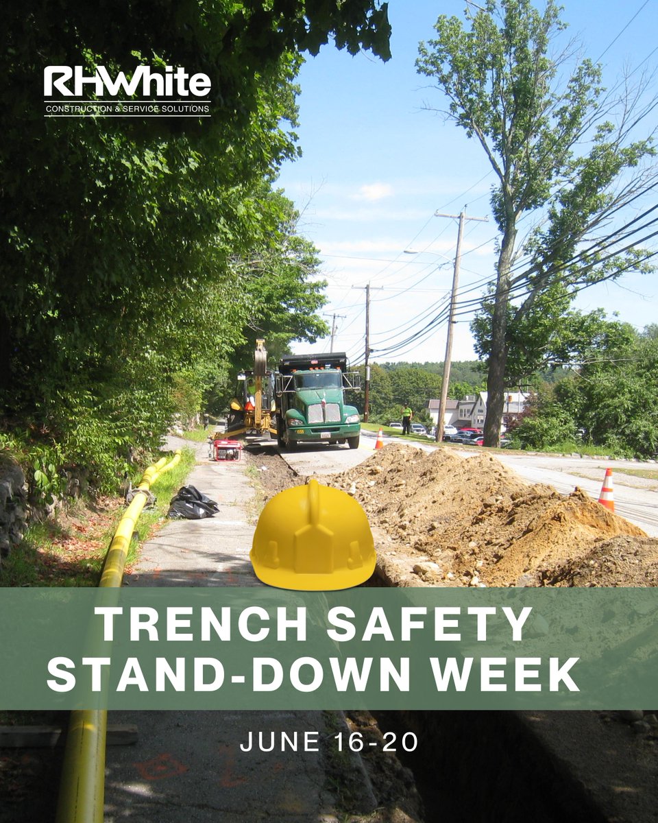 This week is Trench Safety Stand-Down Week (June 16–20)—a critical reminder: trench work leaves no room for error.
At R.H. White, we:
✅ Hold daily job briefs
✅ Review toolbox talks
✅ Inspect trenches before entry
✅ Verify safety measures every time

Let’s stay vigilant.
