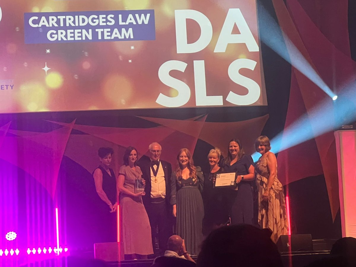 @CartidgesLaw taking the Sustainability Award at DASL Law society awards dinner.