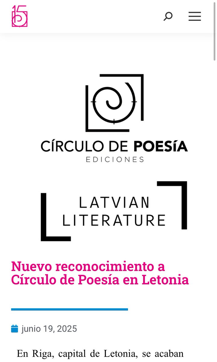 Círculo de gana convocatoria para publicar la poesía del escritor letón Edvīns Raups en la traducción de Rafael Martín Calvo
.
.
.
🇱🇻 
circulodepoesia.com/2025/06/nuevo-…