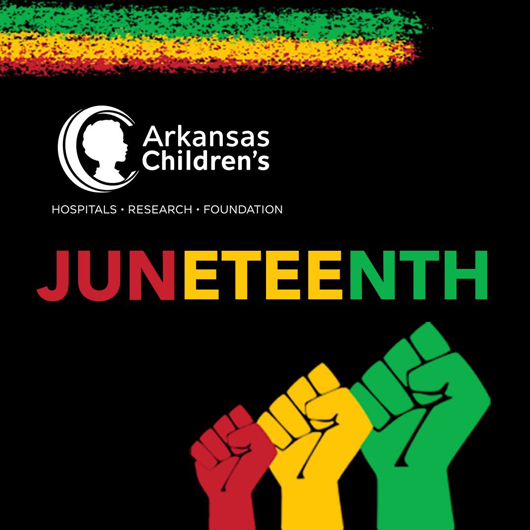 Today, we honor #Juneteenth, commemorating the 1865 proclamation of freedom to the last enslaved African Americans in Texas. 

At Arkansas Children’s, we proudly recognize and celebrate Juneteenth as part of our commitment to creating a welcoming environment for everyone.