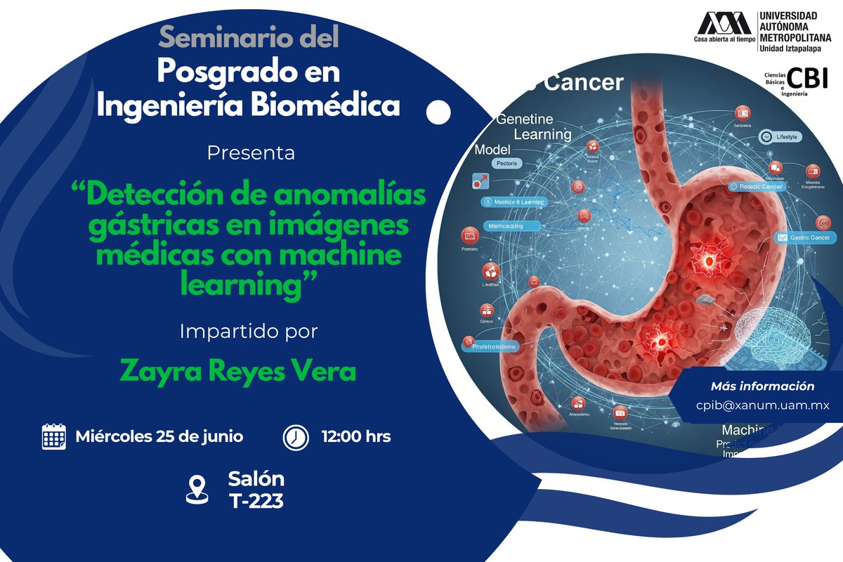 IB_UAMI's tweet photo. 🎉Anota la fechaaa!!!
El seminario de la siguiente semana será impartido por Zayra Reyes Vera.
#Uam #Biomedica #Ingenieria #seminario https://t.co/zBths4x65N