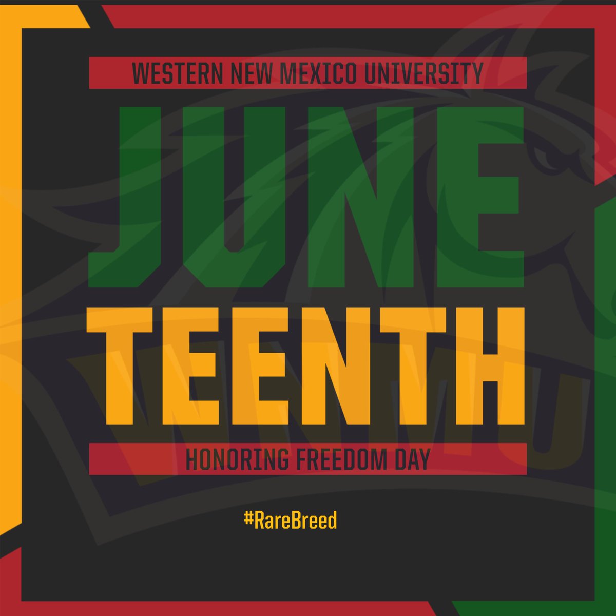 Today, we honor Juneteenth—a day of freedom, reflection, and resilience.

At WNMU Athletics, we recognize the power of sport to unite, uplift, and push for progress.  🖤❤️💚 #Juneteenth