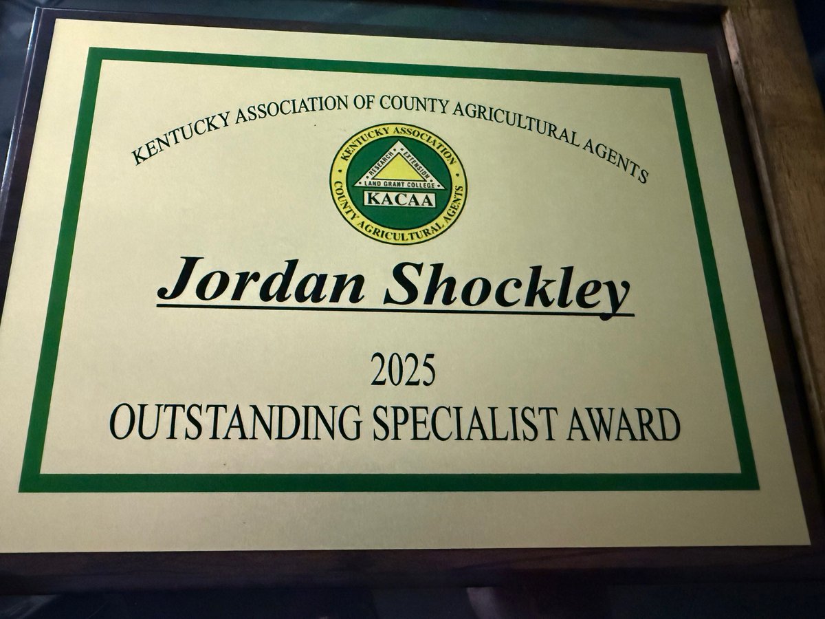 Wow! Last night was a complete surprise and absolute honor to be recognized as the 2025 Outstanding Specialist by the Kentucky Association of County Agricultural Agents. Not only that, but I was also commissioned as an Honorary County Agent! These awards mean the world to me!