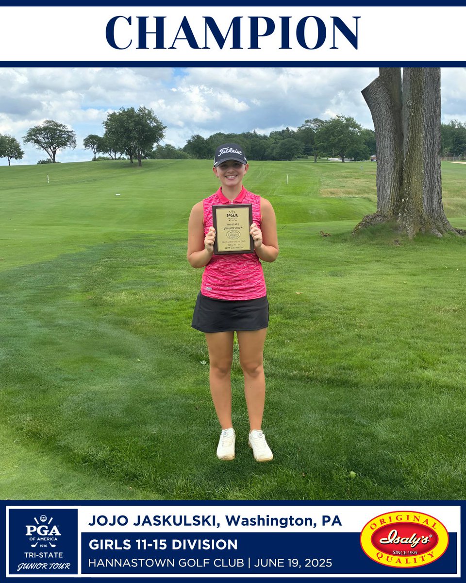 TriStatePGA's tweet image. Tri-State PGA Junior Tour Presented by Isaly's at Hannastown Golf Club | 6/19/25 ⛳️ 

👏🏼 Congratulations to today's Isaly's Junior Golf Tour winners!🏅

Great Play Today, Girls. 👏🏼  

🤝🏻 Thank you: Hannastown GC (Shane Rice, PGA), and @IsalysNation