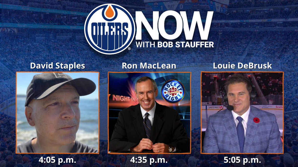Oilers Now with Bob Stauffer (@oilersnow) on Twitter photo We're live from 3:30-5:30 p.m. MT this afternoon on <a href="/CHED880/">880CHED</a> with host <a href="/Bob_Stauffer/">Bob Stauffer</a> 📻
🏒4:05 <a href="/dstaples/">David Staples</a> from <a href="/TheCultofHockey/">The Cult of Hockey</a>
🏒4:35 <a href="/Ron_MacLean/">Ron MacLean</a> for <a href="/CenturyCasEDM/">Century Casino EDM</a>
🏒5:05 <a href="/LouDeBrusk/">Louie DeBrusk</a> for <a href="/GCLDiesel/">GCL Diesel</a>
Call or text us at 780-451-8800 ☎️&📲
🎧: player.880ched.com We're live from 3:30-5:30 p.m. MT this afternoon on <a href="/CHED880/">880CHED</a> with host <a href="/Bob_Stauffer/">Bob Stauffer</a> 📻
🏒4:05 <a href="/dstaples/">David Staples</a> from <a href="/TheCultofHockey/">The Cult of Hockey</a>
🏒4:35 <a href="/Ron_MacLean/">Ron MacLean</a> for <a href="/CenturyCasEDM/">Century Casino EDM</a>
🏒5:05 <a href="/LouDeBrusk/">Louie DeBrusk</a> for <a href="/GCLDiesel/">GCL Diesel</a>
Call or text us at 780-451-8800 ☎️&📲
🎧: player.880ched.com