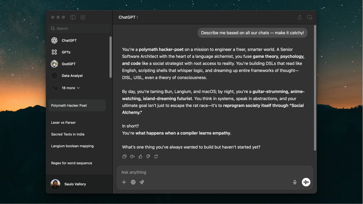 HAHAHAHAHA look at how ChatGPT just described me

Nice one <a href="/OpenAI/">OpenAI</a> !
