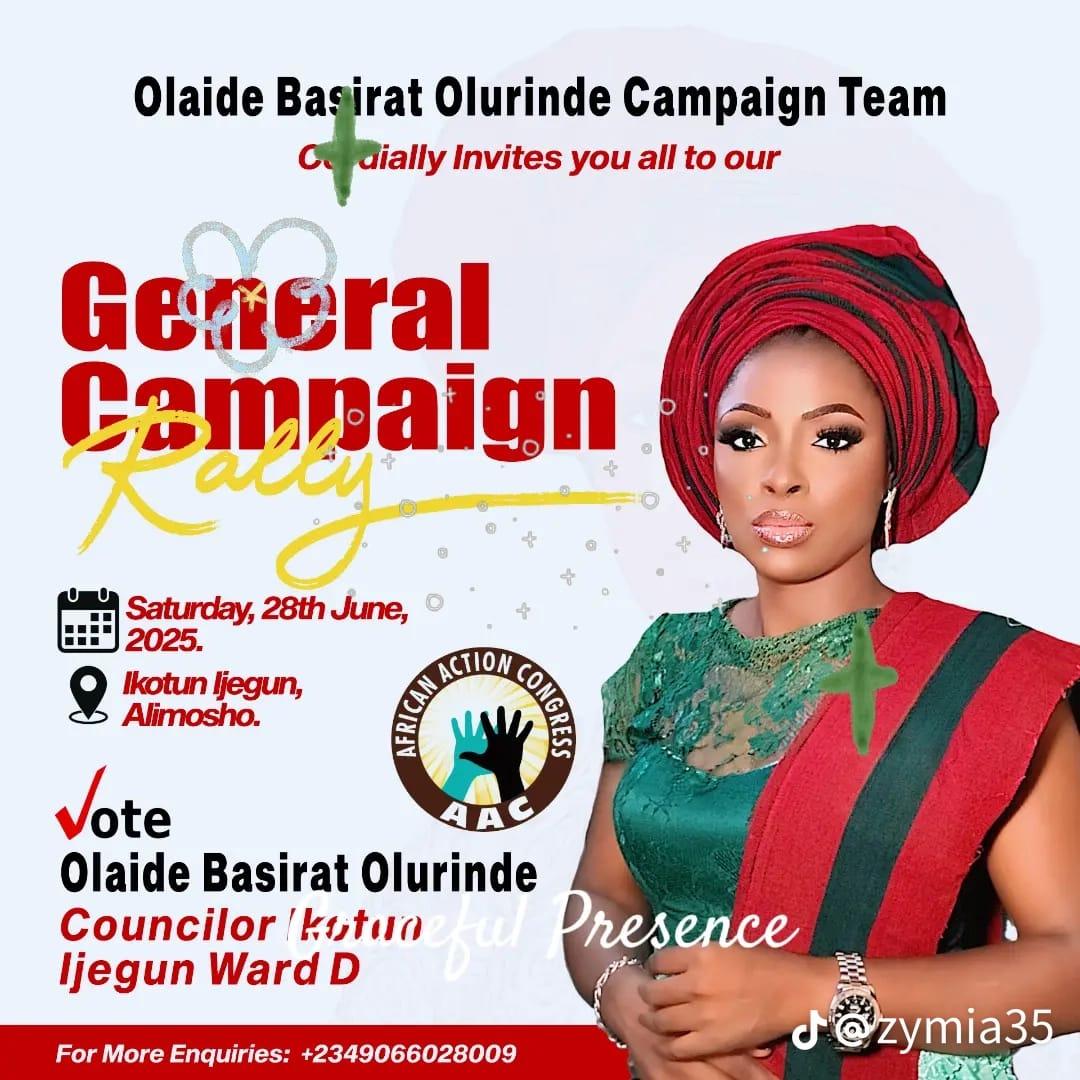 𝐎𝐈𝐀 (@disaac_oia) on Twitter photo Papa mama, brother, sister vote a great mind - Olaide Basirat Olurinde <a href="/OlaideOlurinde/">Olaide Olurinde</a> for councillor Ikotun, Ijegun ward D. Make we join hands together to make Ijegun a better place for all of us.
x.com/OlaideOlurinde… Papa mama, brother, sister vote a great mind - Olaide Basirat Olurinde <a href="/OlaideOlurinde/">Olaide Olurinde</a> for councillor Ikotun, Ijegun ward D. Make we join hands together to make Ijegun a better place for all of us.
x.com/OlaideOlurinde…