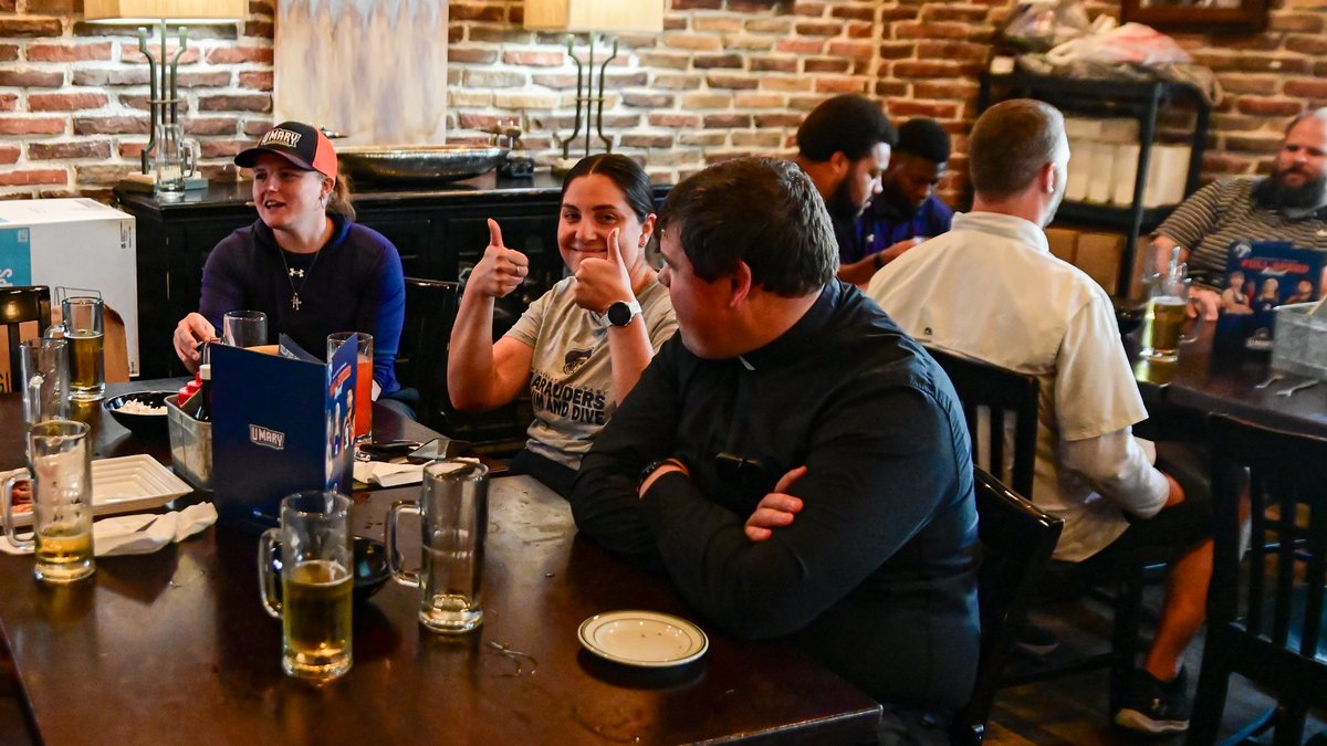umarysports's tweet image. THANK YOU to everyone who made our first Marauders Meet-Up a success! Our coaches and staff had a great time Wednesday at Lucky's 13 Pub visiting with everyone about all things Marauders. We can't wait to do this again. #ForTheShip #LifeAtMary