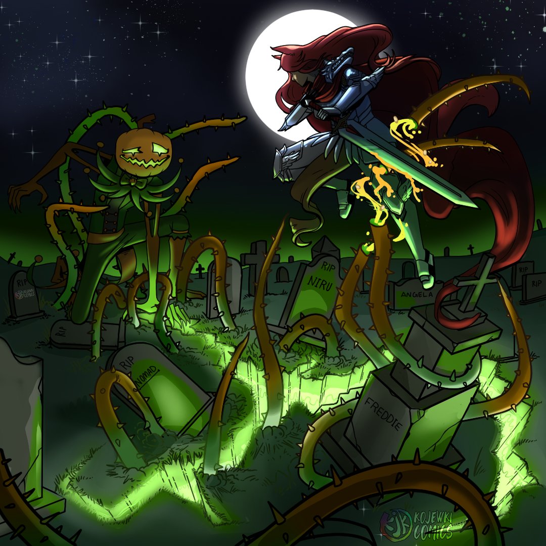 SmallRelia (@small_relia) on Twitter photo The battle of the century I tell ya!
A pumpkin man, standing taller than any goliath and me in a battle during a full moon
What a memory!
Just weird he turned into a friend after we were both exhausted...
🎨: <a href="/Kojewki/">KJK-Comics</a> The battle of the century I tell ya!
A pumpkin man, standing taller than any goliath and me in a battle during a full moon
What a memory!
Just weird he turned into a friend after we were both exhausted...
🎨: <a href="/Kojewki/">KJK-Comics</a>