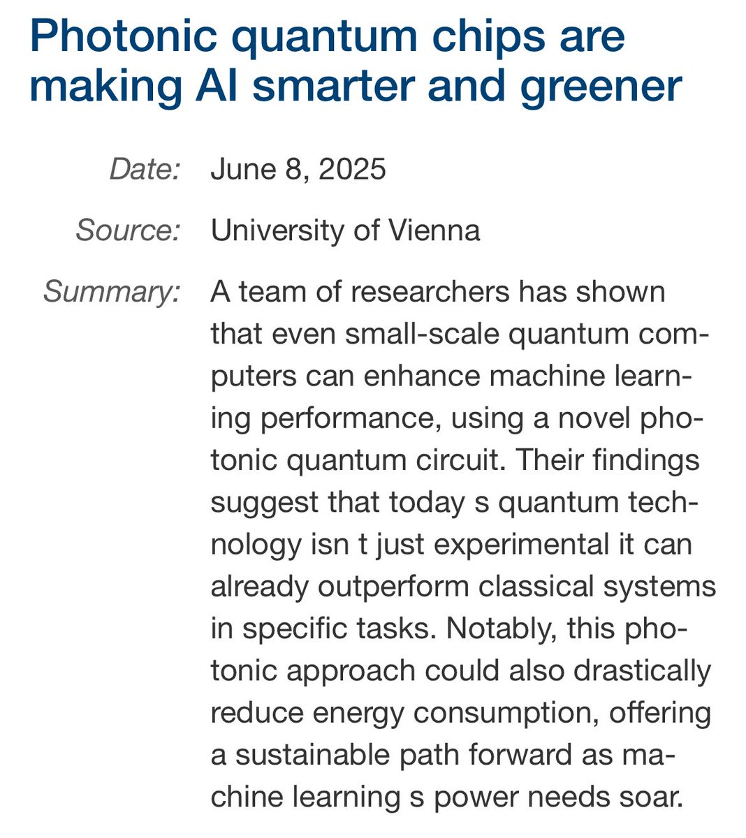 Small-scale quantum computers can now enhance machine learning performance using novel photonic quantum circuits.

Quantum AI is no longer just experimental.