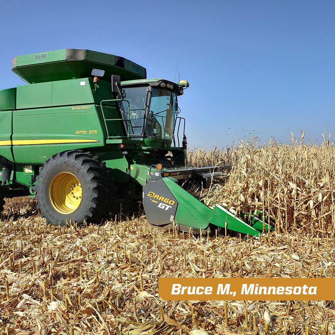Minnesota farmer Bruce M. says, "Our Drago corn heads have been very dependable and reliable. I recommend Drago to everyone!" Find more customer stories at dragotec.com/testimonials.