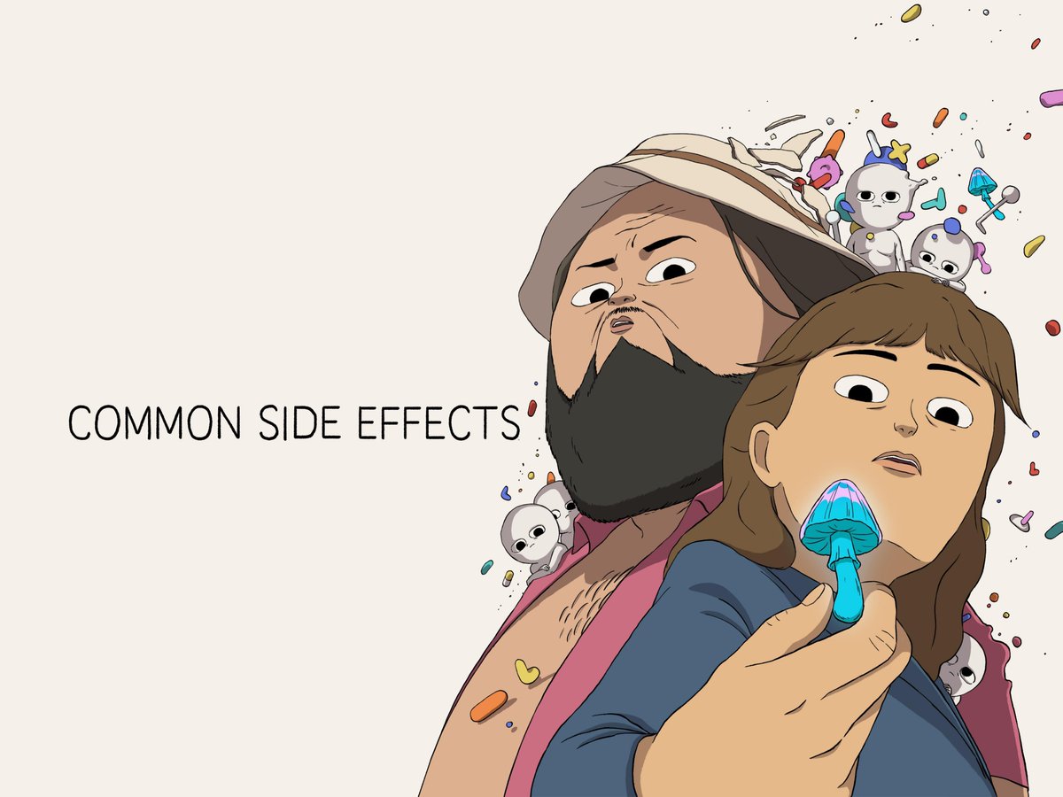 The psychotropic substance / big pharma crime animation series #CommonSideEffects, by <a href="/adultswim/">adult swim</a> is fantastic. 

Great concept, writing and execution. For fans of thoughtful left-field animated groundbreakers like #ScavengersReign.

Short episodes. On <a href="/Channel4/">Channel 4</a>  / <a href="/4oD/">4oD</a>.