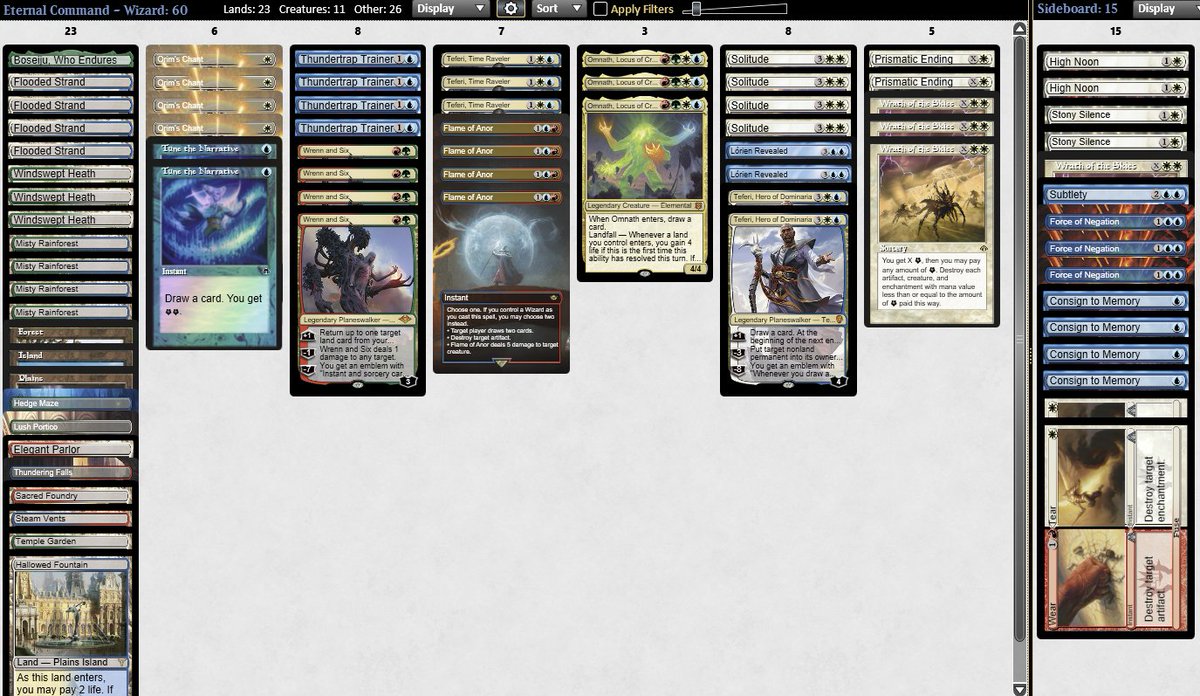 Won the Modern Challenge with Thundertrap Omnath!
Thundertrap keeps proving it’s the best card in the format.
Finals vs Jendrek’s Pile (also on 4 Thundertrap) was fun
Side note: Wear/Tear was awful.
Thanks to <a href="/Missflood12/">missflood</a> 4 convincing me to play (I just want to stay on the couch)