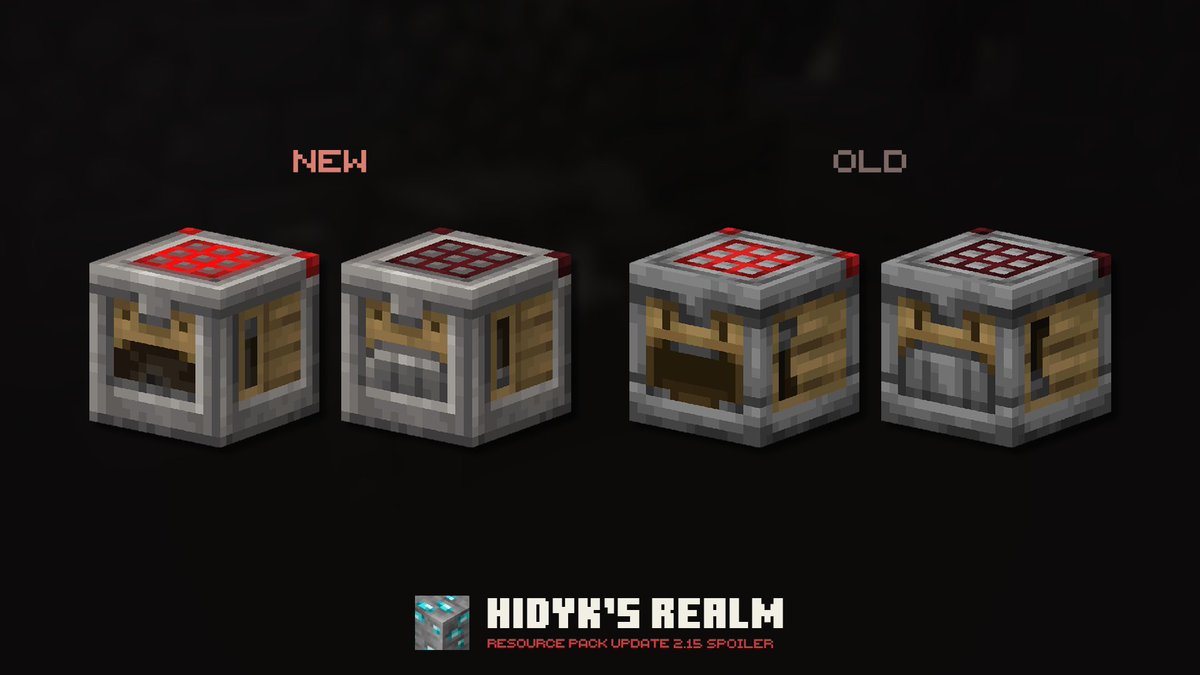 hidyk_official's tweet image. Updated crafter ⚒️
The main idea was to make this block less “emotional” and more soulless, associating it with the fact that it only unquestioningly creates things ordered by the player.
#minecraft #pixelart #blockbench