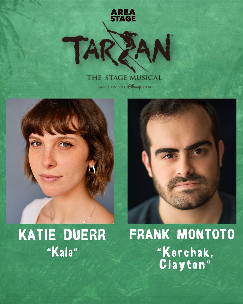 Katie Duerr takes on the role of Kala, alongside Frank Montoto as Kerchak  and Clayton in Area Stage's production of Disney's Tarzan the Musical,  running July 17 – Aug 10! 🌴 Tickets, image size:960x1200