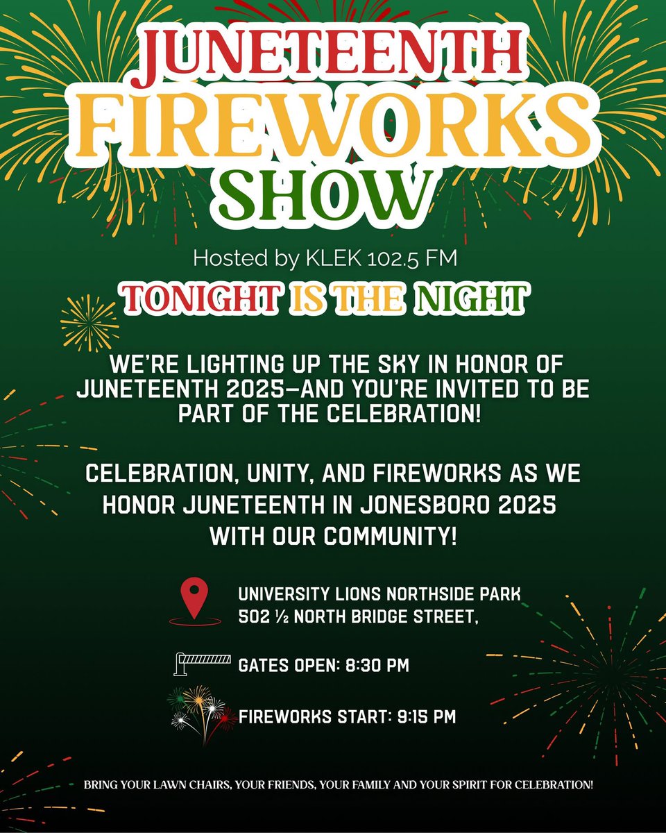 Juneteenth Fireworks tonight!