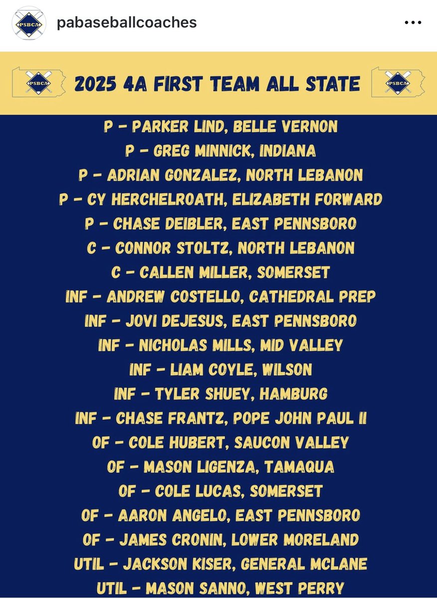 Blessed to be named to the 4a First Team All State!!!
<a href="/EP_Panthers/">East Pennsboro Athletics</a>