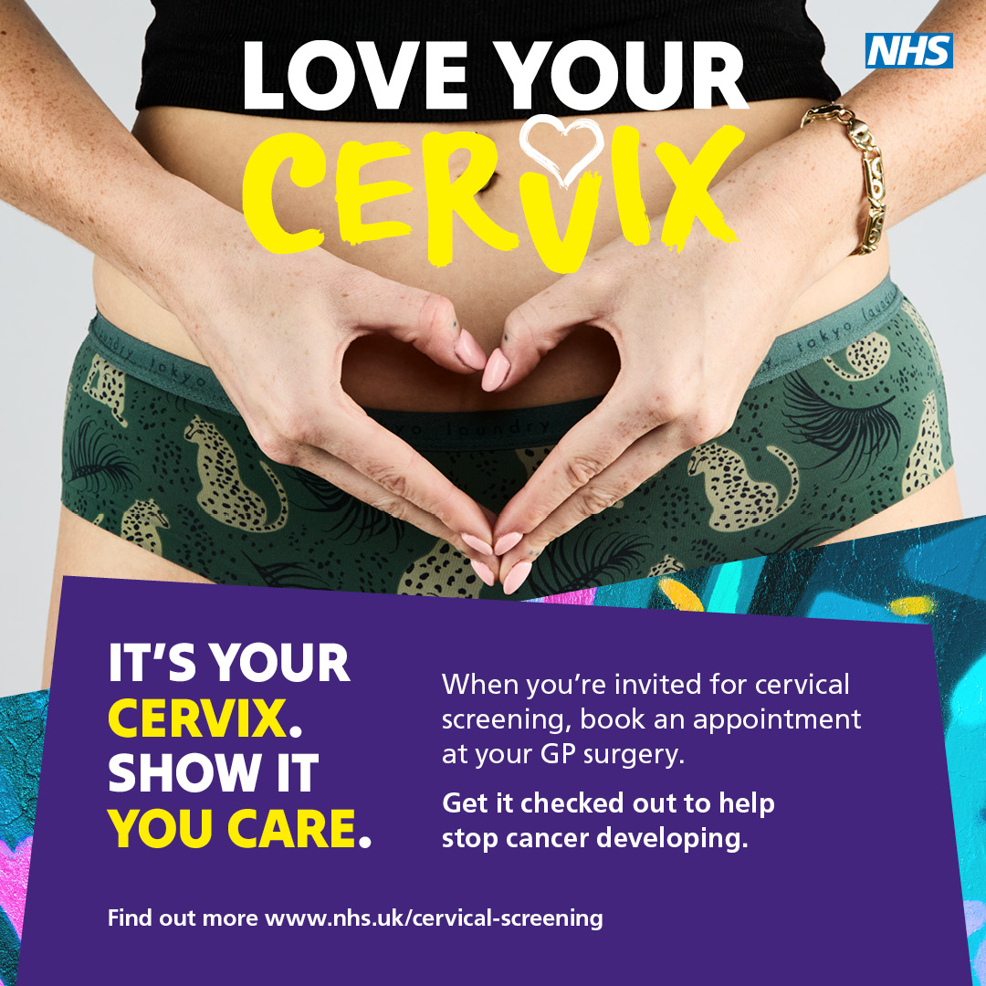 This #CervicalScreeningAwarenessWeek #LoveYourCervix &amp; show it you care! Cervical screening, often known as a smear test, is a simple yet vital health check for all women aged 25-64.  Know your body, own your health: take charge of your cervical screening. nhs.uk/cervical-scree…