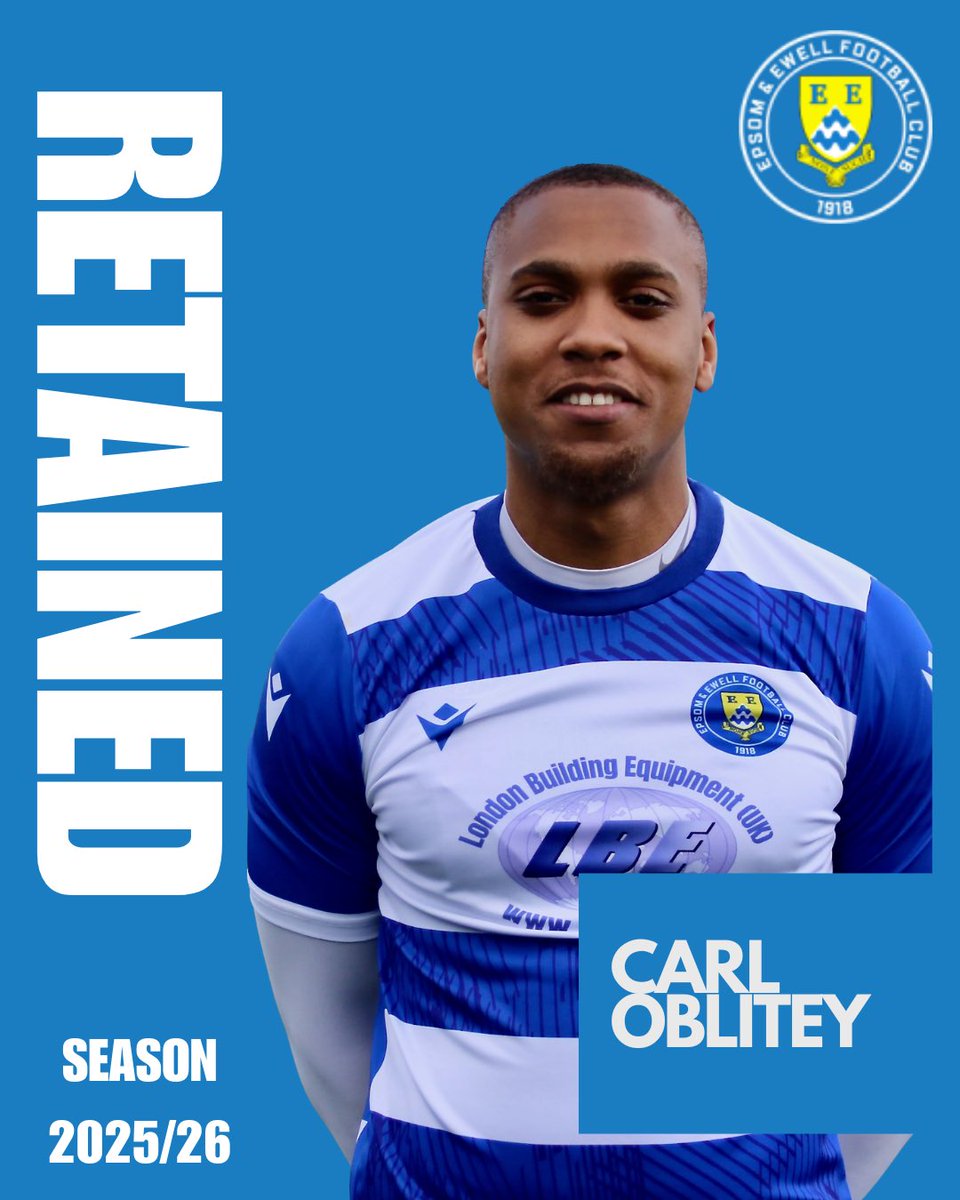 Epsom & Ewell Football Club (@epsomewellfc) on Twitter photo 🚨 RETAINED: Carl Oblitey is back for 2025/26! 🚨
Last season’s top scorer returns—strong, skilful, and ready to cause problems up top again. A class act off the pitch, a beast on it.
🎤 <a href="/Max_Johnson94/">Max Johnson</a> , Joint Manager
#WeAreEpsom | #Salts | #Retained 🚨 RETAINED: Carl Oblitey is back for 2025/26! 🚨
Last season’s top scorer returns—strong, skilful, and ready to cause problems up top again. A class act off the pitch, a beast on it.
🎤 <a href="/Max_Johnson94/">Max Johnson</a> , Joint Manager
#WeAreEpsom | #Salts | #Retained