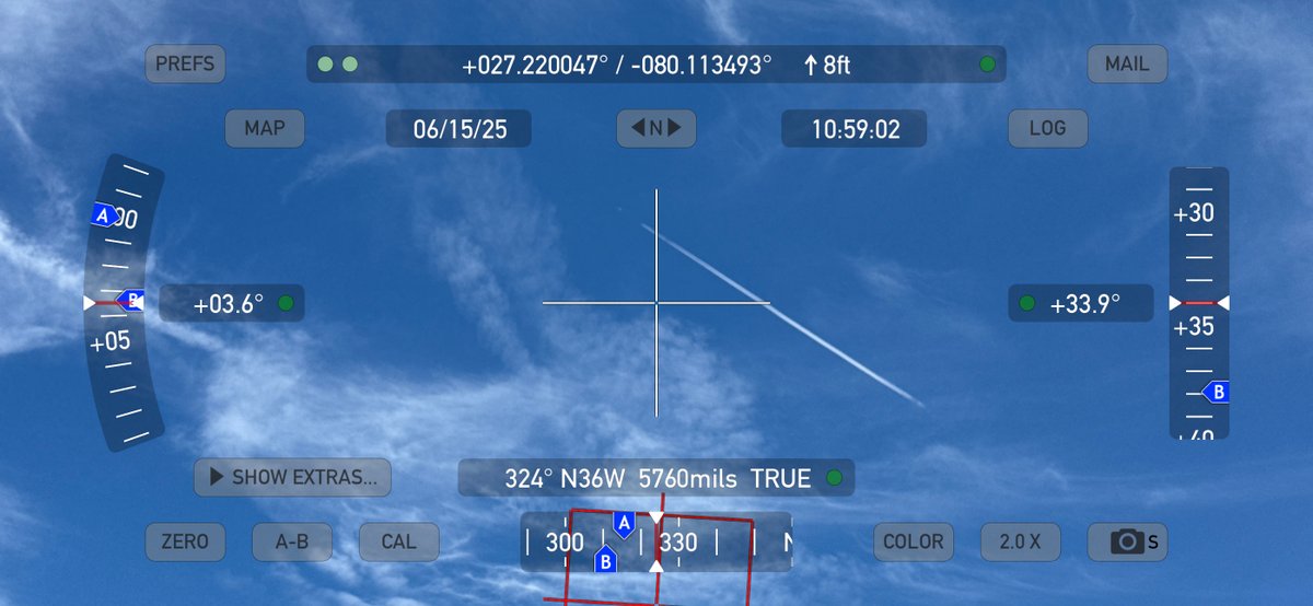PAShirley's tweet photo. @BGatesIsaPyscho Chemtrails along the Treasure Coast in Florida last Sunday... Law doesn't go into effect until July 1. Pix with coordinates are from my Theodolite App on my iPhone. https://t.co/qhK7RUKLNM