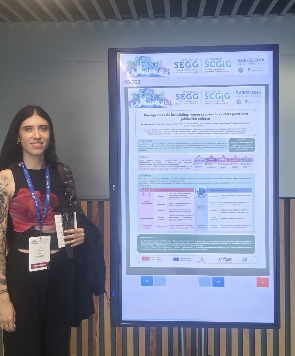 Mar de Miguel está participando en el 65 Congreso de la <a href="/seggeriatria/">SEGG</a> | 28 Congreso <a href="/SCGiG/">SCGiG</a> celebrado en Barcelona 📍 presentando el póster "Percepciones de los adultos mayores sobre las claves para una jubilación exitosa" 🙌
#segg2025 #geriatric #successfulretirement
