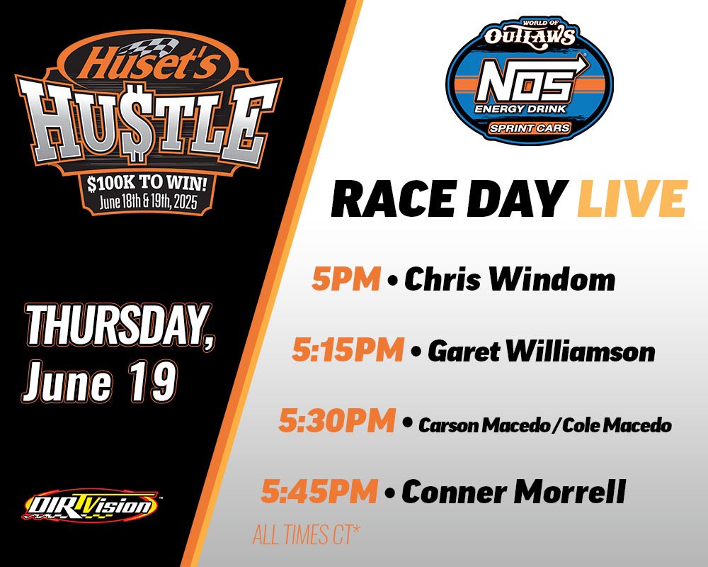 World of Outlaws (@worldofoutlaws) on Twitter photo We’ve got five guests joining the <a href="/MyRacePass/">MyRacePass</a> Stage for interviews this afternoon!
Catch all the pre-race coverage on @DIRTVision beginning at 5pm CT/6pm ET.
📺 dirtvision.com/event/6-19-25-… We’ve got five guests joining the <a href="/MyRacePass/">MyRacePass</a> Stage for interviews this afternoon!
Catch all the pre-race coverage on @DIRTVision beginning at 5pm CT/6pm ET.
📺 dirtvision.com/event/6-19-25-…