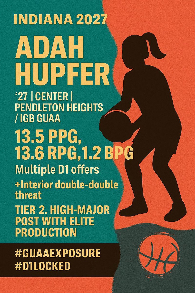 OWU: Talent Projection (@owutalent) on Twitter photo Adah Hupfer (‘27) <a href="/AdahHupfer2027/">Adah Hupfer</a> | 6’3” C | Pendleton Heights / IGB GUAA <a href="/IGB_Hoops/">Indiana Girls Basketball</a>
13.5 PPG, 13.6 RPG, 1.2 BPG.
Offers: St. Louis, IU Indy, CMU, Murray State
Tier 2. High-major interior anchor.
#DoubleDoubleMachine #GUAAFrontcourt Adah Hupfer (‘27) <a href="/AdahHupfer2027/">Adah Hupfer</a> | 6’3” C | Pendleton Heights / IGB GUAA <a href="/IGB_Hoops/">Indiana Girls Basketball</a>
13.5 PPG, 13.6 RPG, 1.2 BPG.
Offers: St. Louis, IU Indy, CMU, Murray State
Tier 2. High-major interior anchor.
#DoubleDoubleMachine #GUAAFrontcourt
