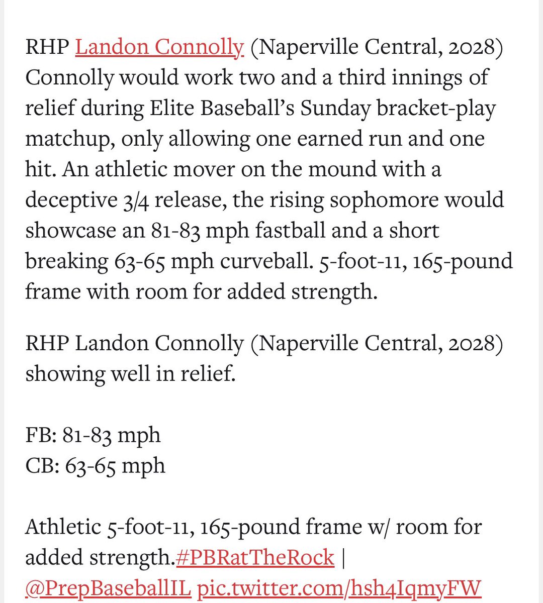 Thank you for the write up <a href="/pbtscouting/">Prep Baseball Scouting</a> <a href="/PrepBaseballIL/">Prep Baseball Illinois</a>
