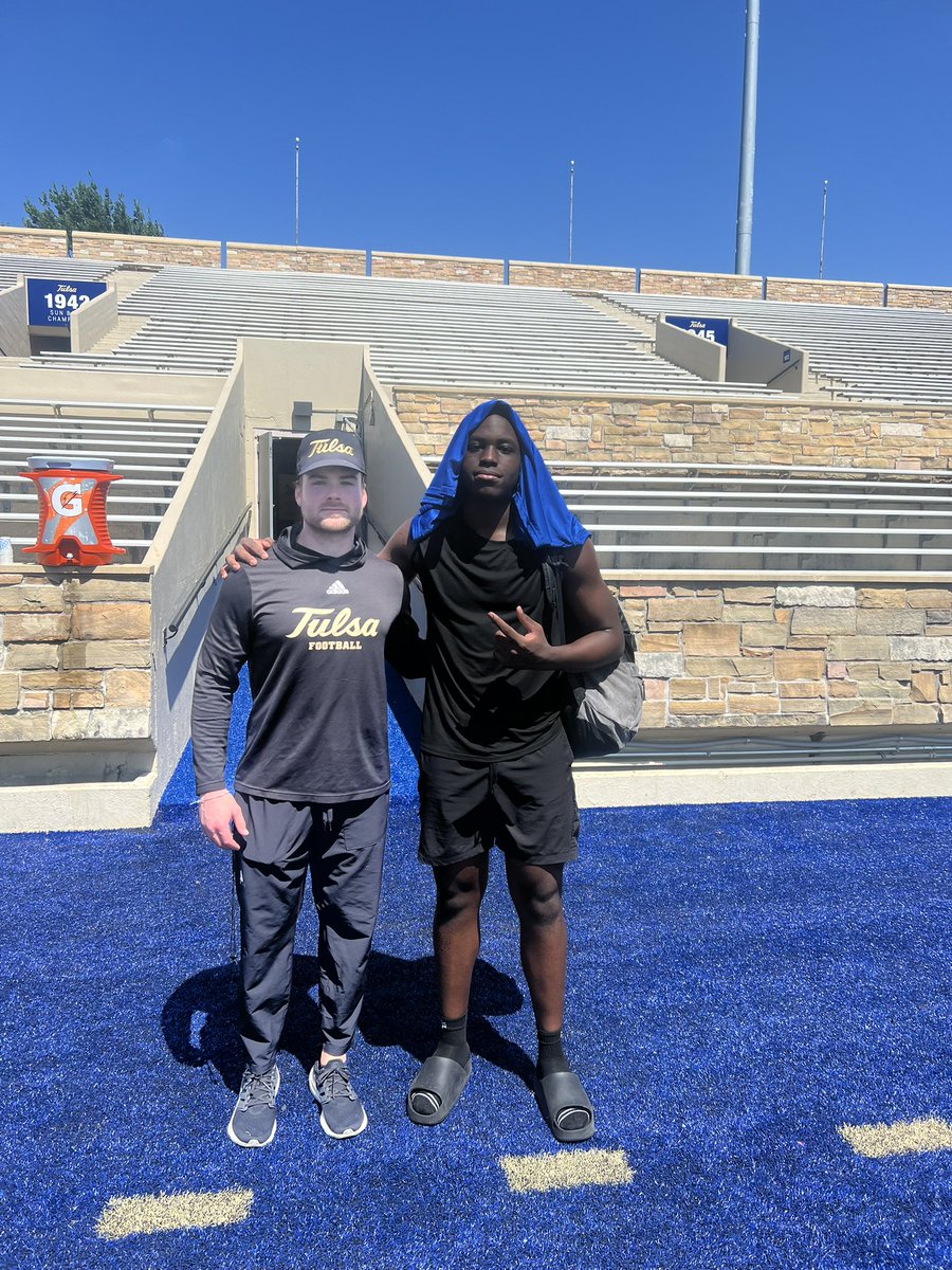 Glad I could come out to <a href="/TulsaFootball/">Tulsa Football</a> and get work!! Can’t wait to get back in the mix! <a href="/TyDarlingtonTU/">Ty Darlington</a> <a href="/CoachMarcusGold/">Marcus Gold</a> <a href="/CoachJayRose/">Jay Rose</a>