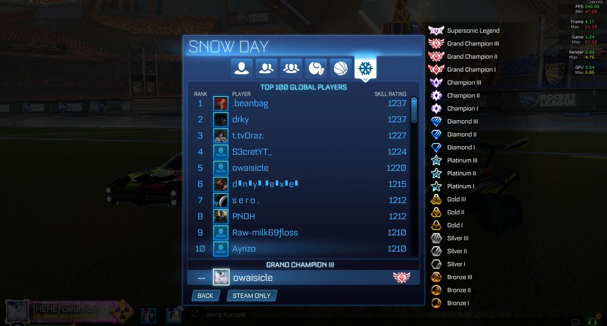 LOL placement day and playing for fun with the homies -&gt; Top 5 in the world in Snowday LOL

s/o the goats <a href="/Xora_rl/">Xora</a> &amp; Gray ☠️