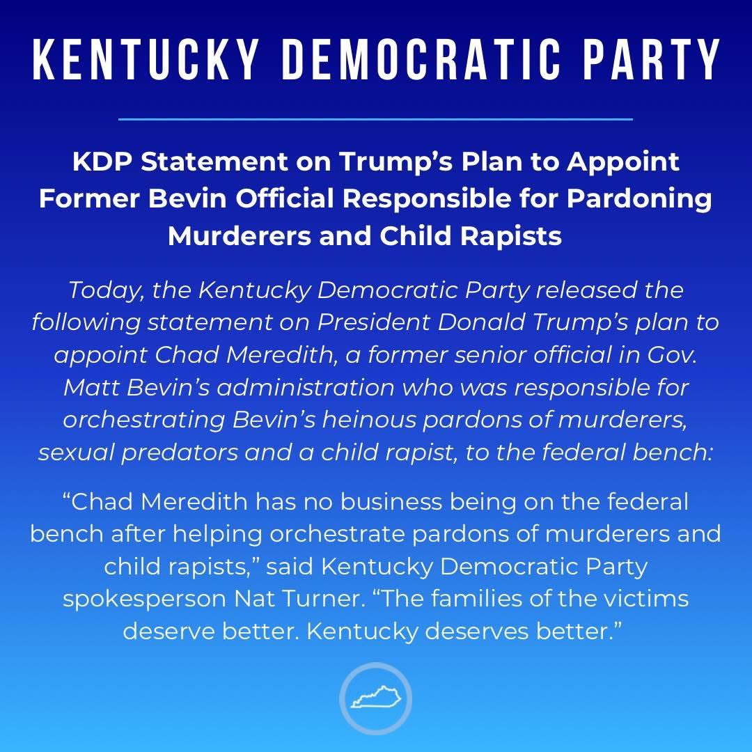 The leader of the party who has been held liable for sexual assault, who is the same leader of the same party that tried to pass a constitutional amendment in Kentucky that would criminalize women’s reproductive healthcare rights, plans to appoint an official from the last MAGA
