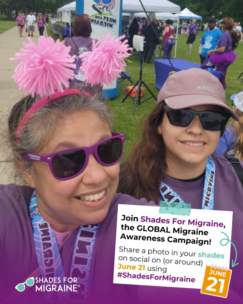 It’s more than a pair of shades—it’s a movement! 💜🕶
On June 21, show support for those living with migraine:
📸 Take a selfie in shades
📅 Post on/around June 21
🟣 Use #ShadesForMigraine
🌎 Raise awareness for 1 in 7 affected.
Let’s make this the boldest year yet! Who’s in?👇