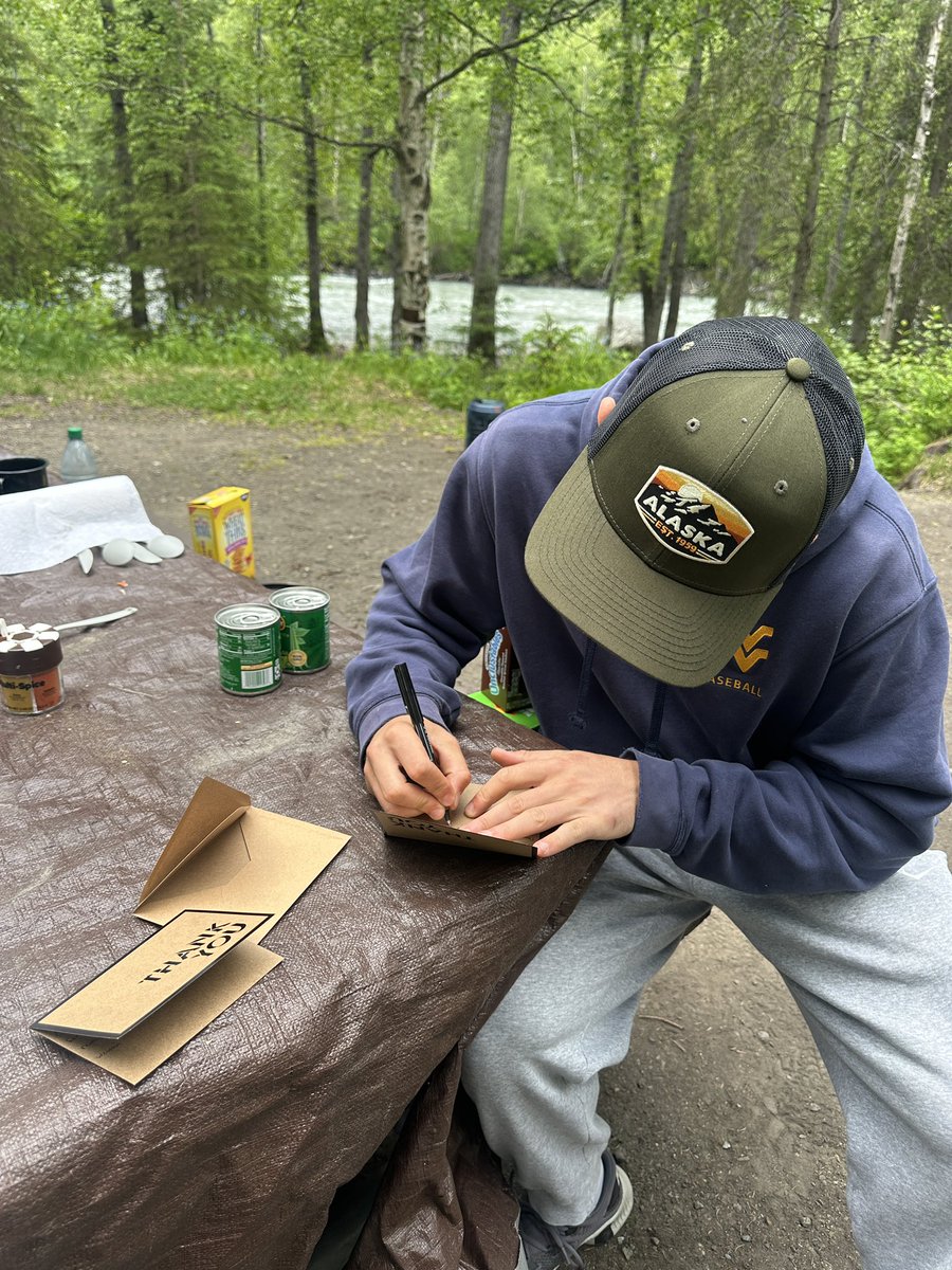 That’s right. Mama took thank you notes to Alaska for Wam to finish writing for all of the grad gifts he received. A thank you goes a long way.