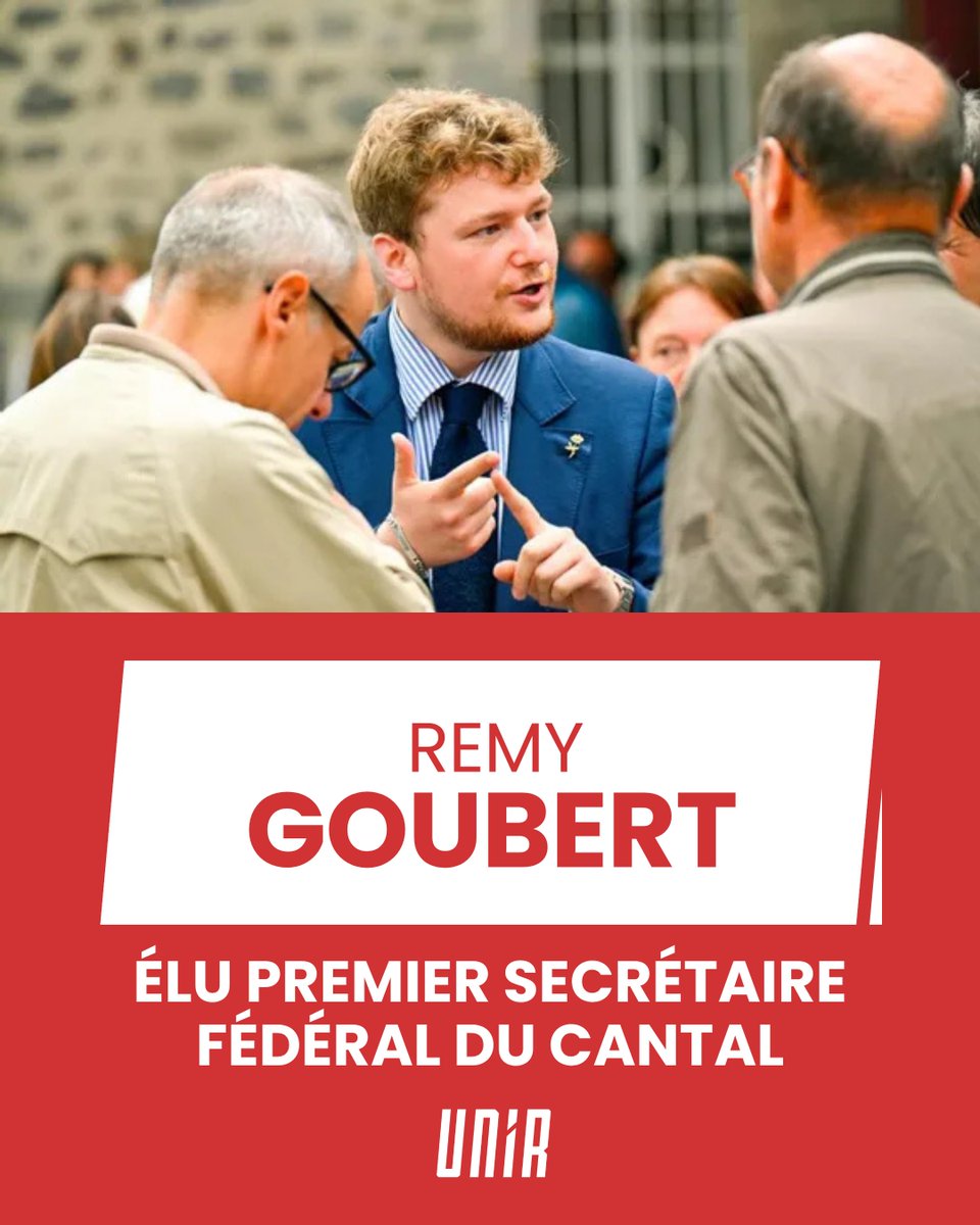 Unir__'s tweet image. Bravo @Remy_Goubert pour ta réélection comme Premier secrétaire fédéral dans le Cantal ! 🌹